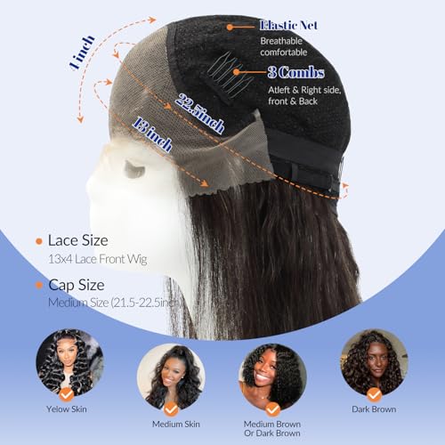 WORLDSTAR 14 Inch Natural Black Lace Front Human Hair Wigs 120g 532