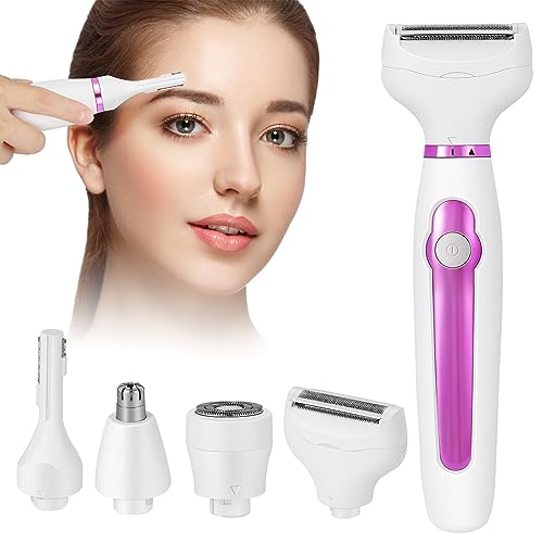 Electric Bikini Trimmer and Shaver for Women - 4 in 1 Waterproof Electric Razor- Rechargeable Pubic Hair Trimmer and Facial Hair Remover for Legs, Body, Underarm, Face, Eyebrow