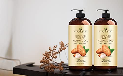 Handcraft Blends Sweet Almond Oil - 100% Pure and Natural - Premium Therapeutic Grade Carrier Oil for Essential Oils - Massage Oil for Aromatherapy - Hair Tonic - Body and Hair Oil - 16 fl. Oz