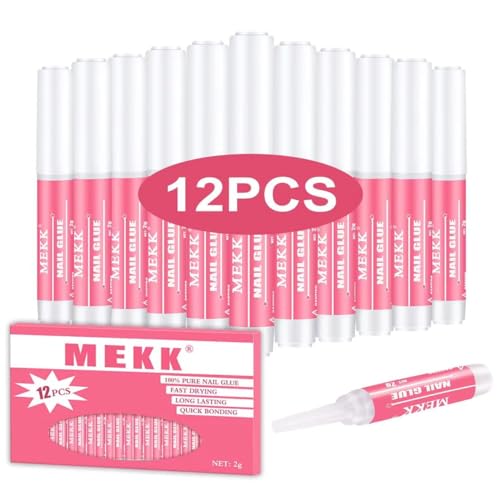 MEKK Super Strong Nail Glue for Press On Nails - Quick Dry 12 Pack (2g)