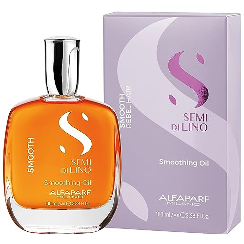 ALFAPARF MILANO Semi di Lino Smoothing Hair Oil Treatment - Frizz Control Oil to Brighten Hair + Protect from Heat & Humidity- Hair Serum for Damaged & Dry Hair (3.38 oz)