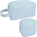 2Pcs Mini Makeup Bag Set with Compartments & Mesh Pockets