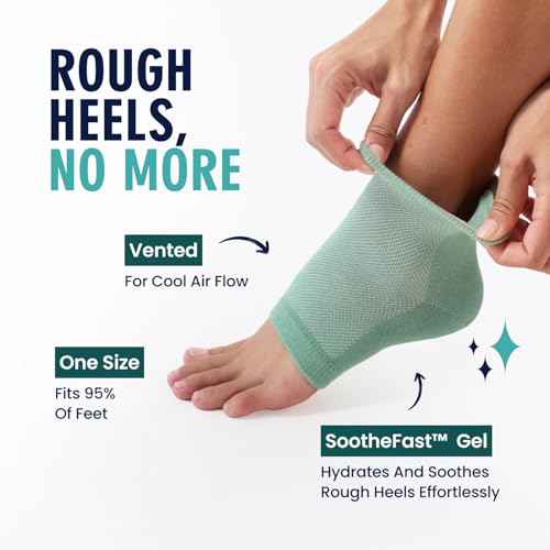 Dr. Frederick's Original Moisturizing Heel Socks for Dry Cracked Heels Treatment - Infused with Olive Oil, Aloe Vera Oil and Vitamin E - 2 Pairs - Stocking Stuffers for Adults - Green Aloe