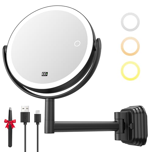 Auxmir 7" Wall Mounted Lighted Makeup Mirror 1X/30X Magnifying
