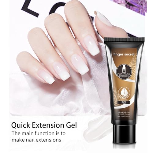 Finger Secret Poly Nail Gel Kit - Professional Nail Art Set with 10 Colors, UV/LED Lamp, Nail Tools & Accessories | Long-Lasting, Non-Toxic Gel Polish for Salon-Quality Manicures at Home