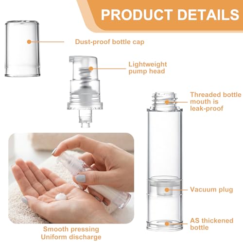 6pcs Airless Pump Bottles Travel Set 5ml 10ml 15ml