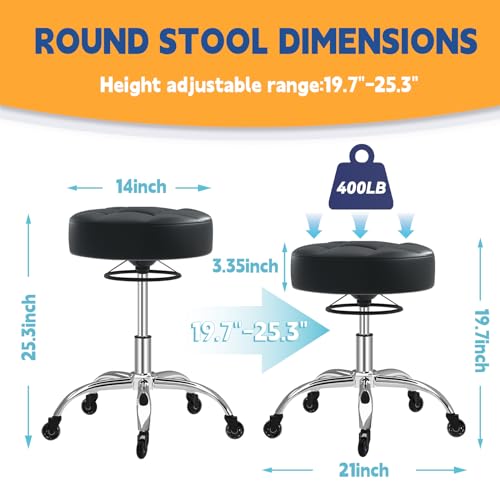 Heavy Duty Rolling Stool 400lb | Adjustable Height Salon Chair
