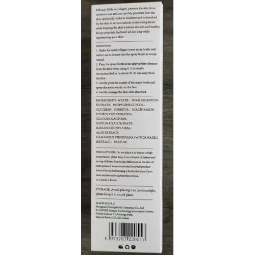 Snail Essence Solid Toner Spray, Replenish Water Shrink Pores, Hydrating Serum for Face Wrinkles & Fine Lines & Dull Skin; 100ml/3.38 fl.oz; WGT-JH