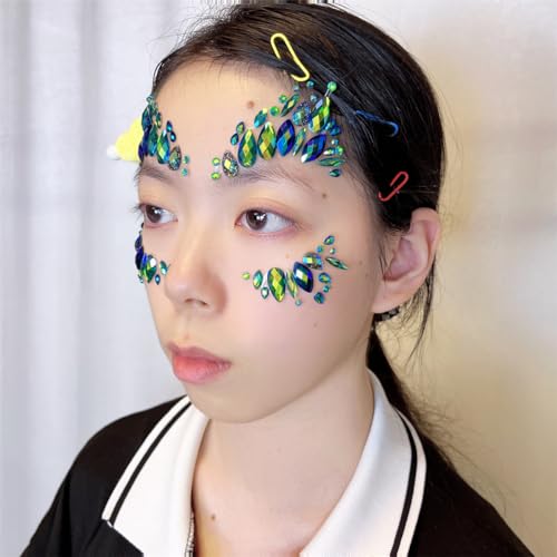 Festival Face Gems Sticker - Self-Adhesive Emerald Green