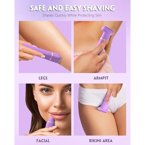 Bikini Trimmer for Women, Tiovara Painless Electric Razors Shaver IPX7 Waterproof Cordless Body Hair Trimmer Pubic Hair Removal with USB Charge Dock for Underarm Leg Arm Body Face Silk Skin (Medium)