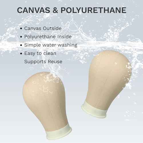AliLeader Canvas Block Mannequin Wig Display Styling Head with Mount Hole (Light Brown, 21")