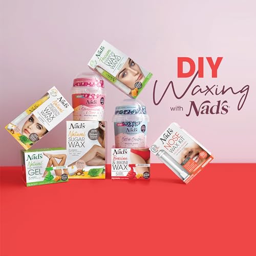 Nad's Brazilan & Bikini Wax Kit, Hair Removal For Women, Body Wax Specifically For Coarse Hair, At Home Waxing Kit With Hard Wax + Calming Oil Wipes + Wooden Spatula