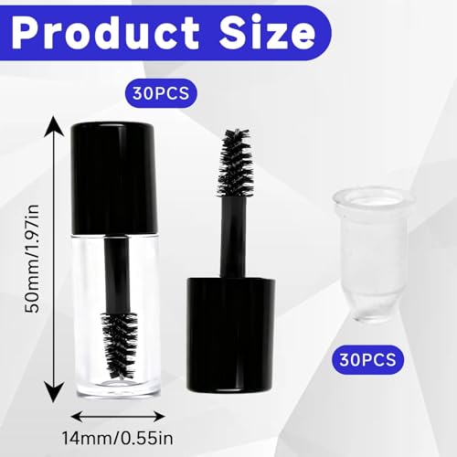 30Pcs Empty Mascara Tubes with Wand Brush & Plugs