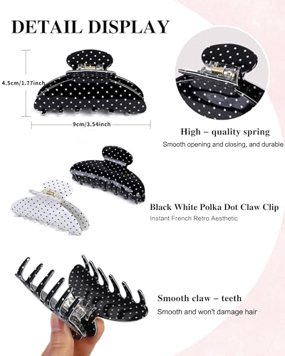 Polka Dot Headband & Claw Clip Set - 6 Piece Hair Accessory Pack