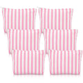 6-Piece Pink Striped Makeup Bag Set - Canvas Travel Toiletry Pouch