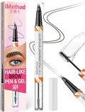 iMethod Curved Eyebrow Pen & Gel - Waterproof Brow Pencil Dark Brown