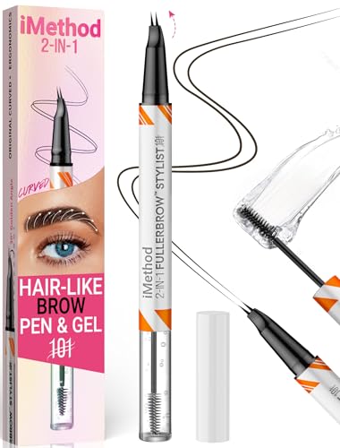iMethod Curved Eyebrow Pen & Gel - Waterproof Brow Pencil Dark Brown