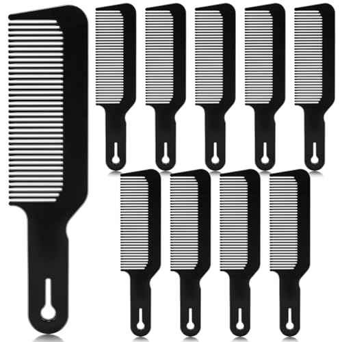 NICEMOVIC Barber Hair Cutting Blend Fade Combs 10 Pack for Hair Stylist, Barber Accessories Supplies, Fading Clipper Flat Top Blending Comb for Fades & Men Haircut Individually Wrapped (Black)