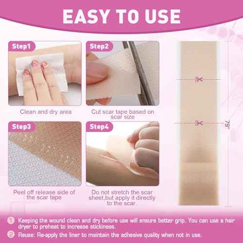 Silicone Scar Sheets & Tape (1.6" x 120"-3M) - Reusable Soft Medical Grade Silicone Strips Patches for Surgical, Keloid, Acne, Burn, C - Section, Facial & Face Skin Scars