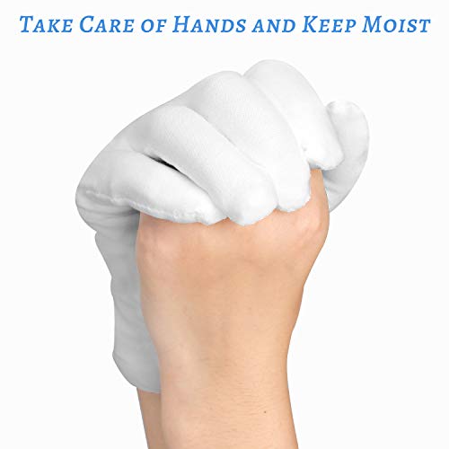 White Cotton Gloves for Dry Hands & Overnight Moisturizing (30 Pcs)