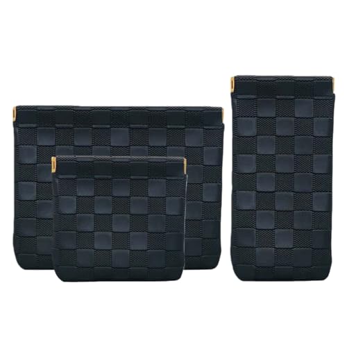 3-Pack Small Makeup Bags for Purse, Waterproof Leather Organizer