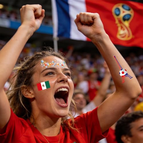 Temporary Tattoos World Cup 48 Sheets Waterproof Flag