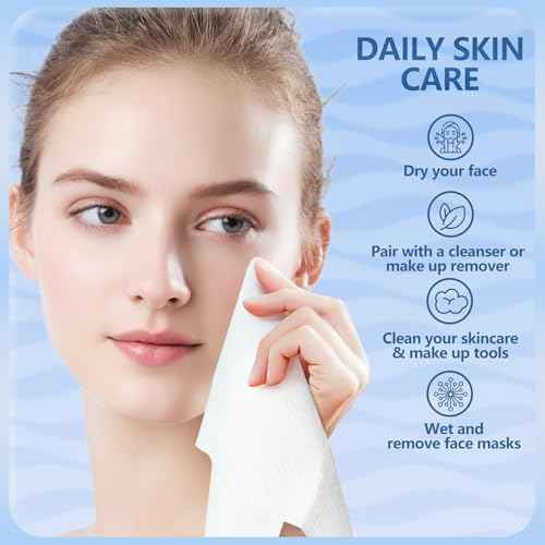 Disposable Face Towels, 12"¡¿12" Extra Large Face Towelettes, Ultra Soft Facial Towels for Sensitive Skin, Makeup Remover Dry Wipes, 55 Count (1 Pack)
