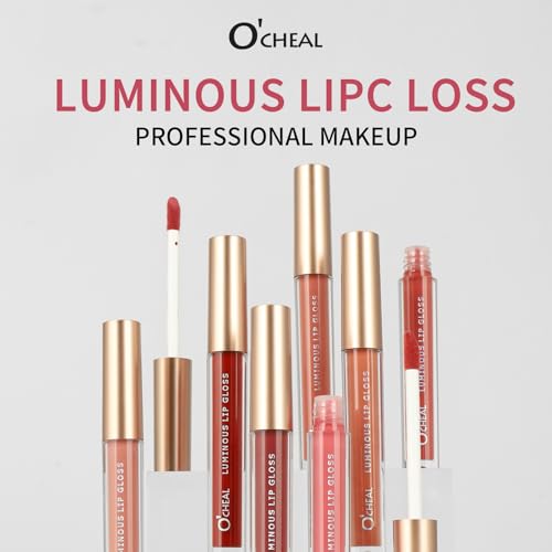 O'CHEAL 10Pcs Luminous Liquid Lipstick Makeup Set, Luminous liquid Long-Lasting Wear Non-Stick Cup Not Fade Waterproof Lip Gloss Series 7030