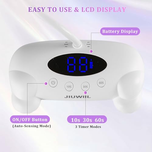 JIUWIIL 48W UV LED Nail Lamp with 24 Beads & Gooseneck