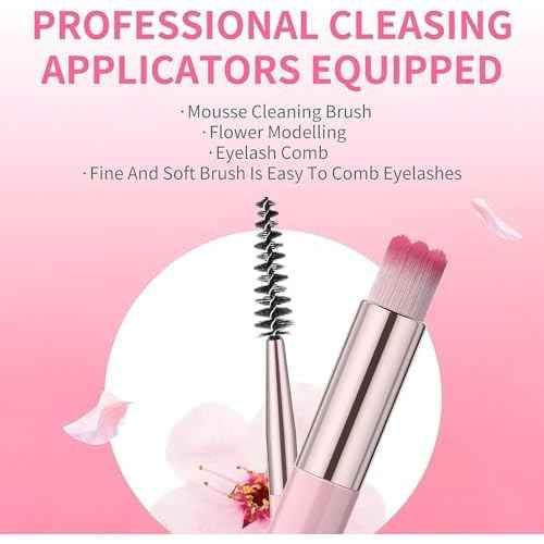 Eyelash Extension Cleanser, BREYLEE Upgraded Eyelash Extension Shampoo 60ML+Mascara Wand+Brush Eyelash Foam Cleanser For Extensions and Natural Lashes