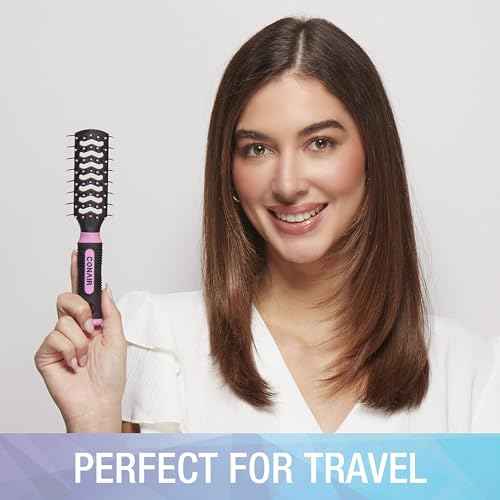 Conair Salon Results Vent Hairbrush Set - Detangling Hair brush - suitable for men and women - features Travel + Full-size - Pink/Black