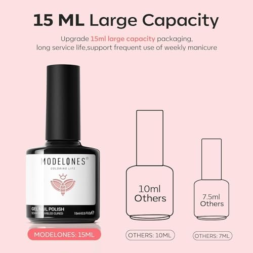 modelones Nude Gel Polish Jelly Natural Pink Gel Nail Polish French Tip Base Color Translucent Soak Off U V Soap Nails for Nail Art Manicure at Home 15ML