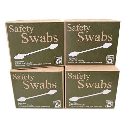 4 Packs Safety Cotton Swabs with Large Tips, Baby Cotton Buds 432pcs