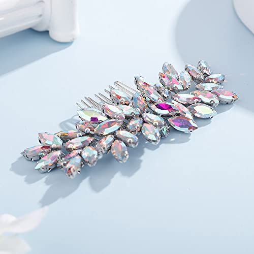 Rhinestone Hair Comb - Bridal Side Comb AB Crystal 15cm