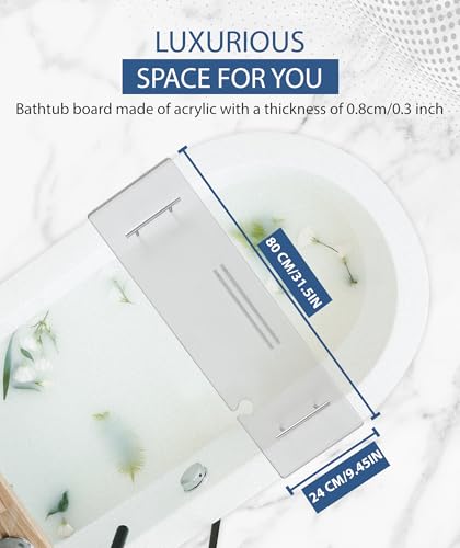 Acrylic Bathtub Tray with Wine Glass & Book Holder - 31.5"