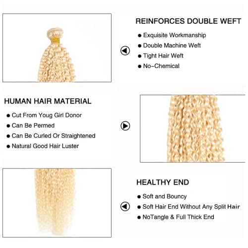 Blonde Curly Bundles 613 Honey Blonde Human Hair Bundles 14 16 18 Inch Brazilian Virgin Remy Hair Extensions 613 Kinky Curly Bundle Double Weft