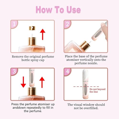 Refillable Perfume Spray Bottles - 2 Pack Portable 5ml Travel Perfume Containers - White and Pink