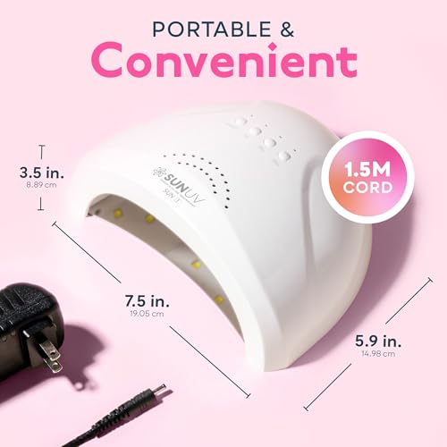 SUNUV UV LED Nail Lamp with UV Gloves for Gel Nails, 2 Timers, Sensor, White