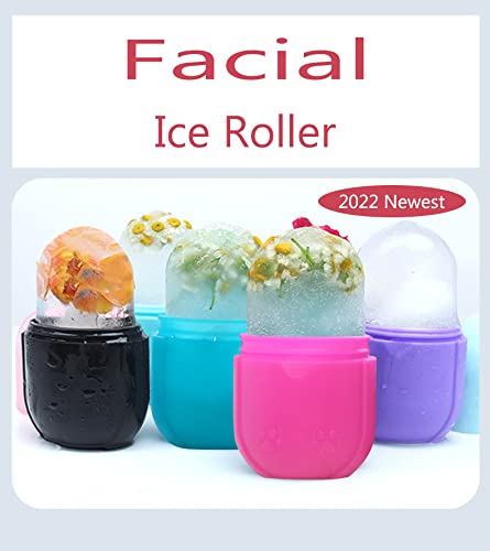 Ice Roller for Face and Eye, Ice Face Roller,Facial Beauty Ice Roller Skin Care Tools, Ice Facial Cube, Gua Sha Face Massage, Silicone Ice Mold for Face Beauty (Purple)