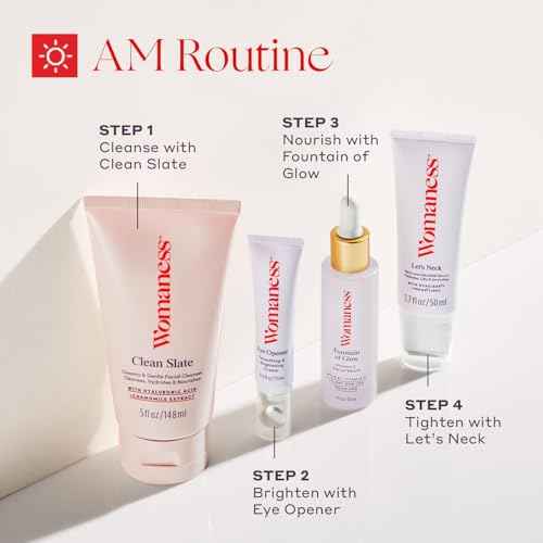 Womaness Let's Neck Firming Serum - Hydrates, Lifts, and Smoothes with Cooling & Massaging Roller Applicator - Cream for Women to Smooth Wrinkles & Tightening Sagging Skin - 50ml Roller