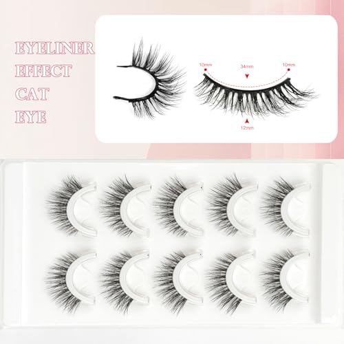 Self Adhesive Lashes False Eyelashes Natural Pre-glued Easy Lashes for Beginners No Glue Needed Press on Eyelashes Waterproof Wispy Strip Lashes by MERETON(6D28 12mm £©