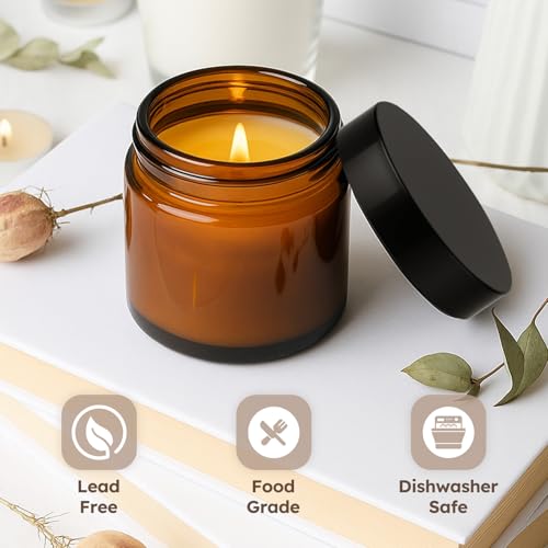 4 oz Amber Glass Jars with Lids, 4 Pack Airtight Cosmetic Containers