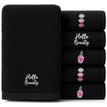 RIVERSIDE Black Makeup Towels - Pack of 6 (13x13) Soft Cotton Makeup Washcloths for Face - Reusable, Quick-Dry Makeup Remover Towels for Bathroom, Spa & Salon - Gentle on Skin - Hello Beauty