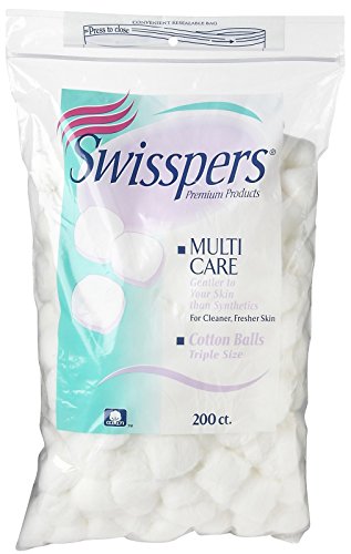 Swisspers Multicare 100% Cotton Balls - 200 Count Absorbent Skincare Puffs