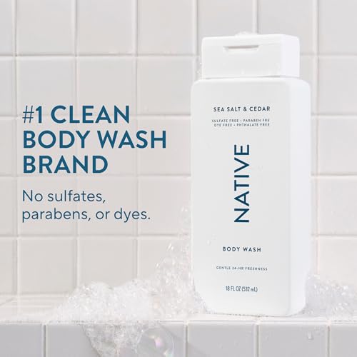 Native Clean Body Wash for Sensitive Skin, Sea Salt & Cedar, 18 fl oz