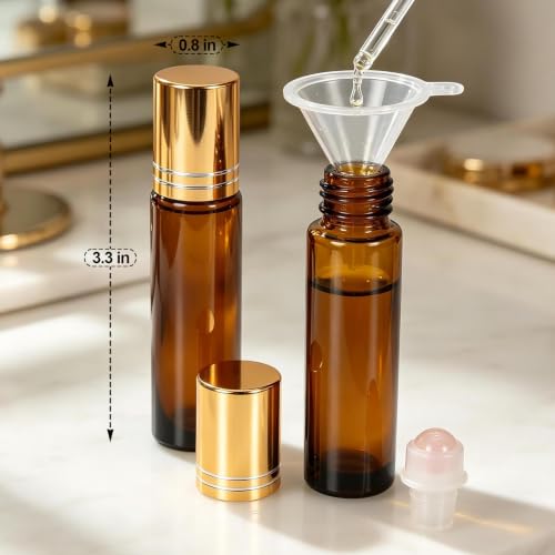 Rose Quartz Roller Ball Bottles 10ml 4-Pack Essential Oil