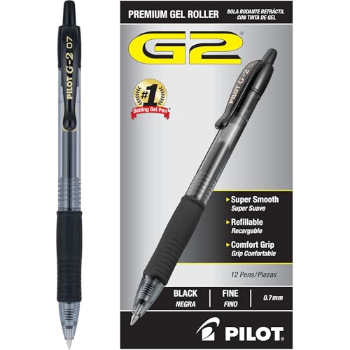 PILOT G2 Premium Gel Pens, Fine Point, Black, 12-Pack