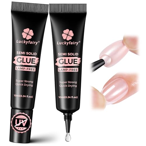 Luckyfairy Strong Nail Glue for Press On Nails, Quick Drying 10g (2-Pack)