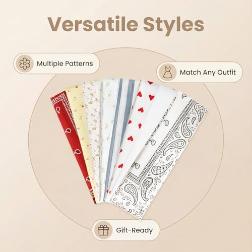 Vivid Color Soft Cloth Headbands for Women - 8 Pack, Trendy & Comfortable
