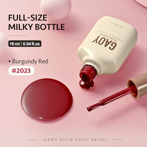 GAOY Burgundy Red Gel Nail Polish 16ml Soak Off UV LED Cure at Home